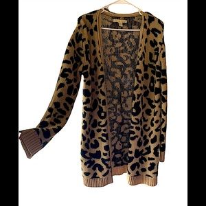 Leopard print sweater cardigan